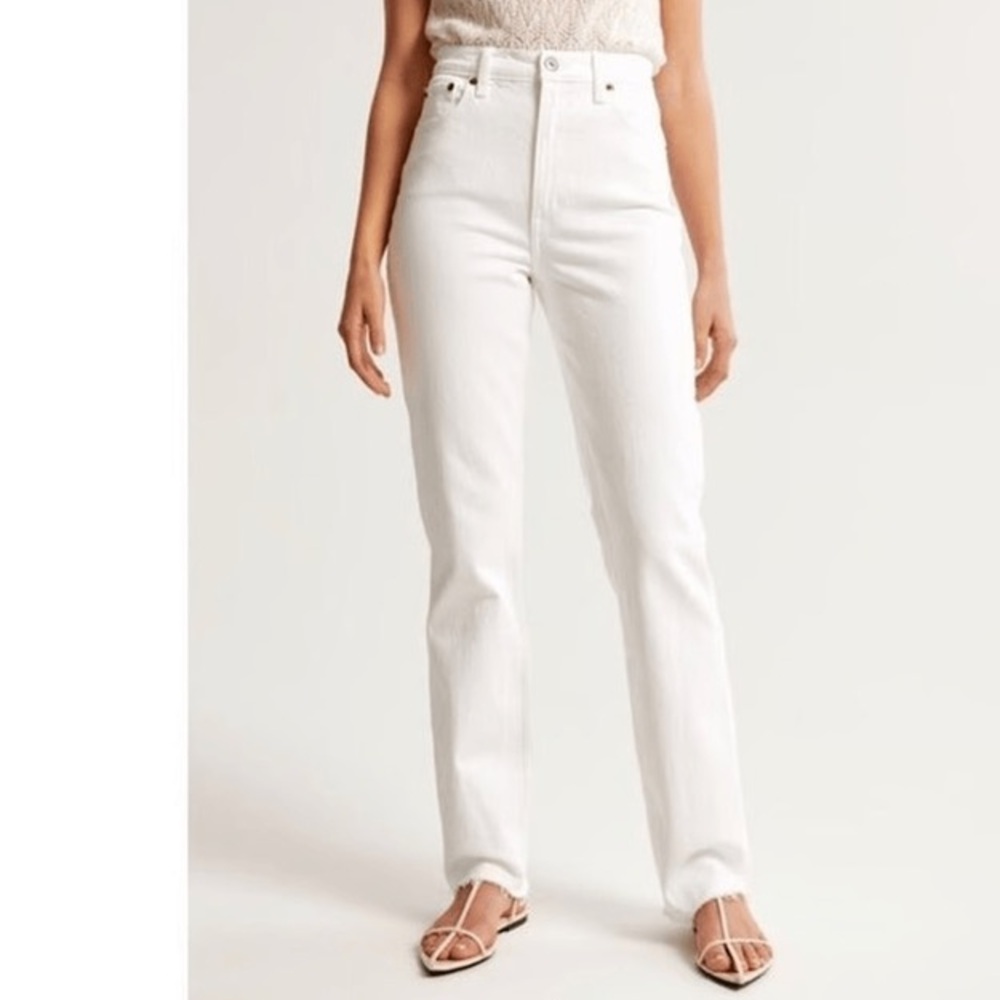 Abercrombie & Fitch Women's Slim Straight Ultra High Rise White Jeans